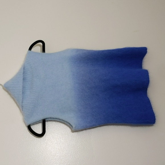 Denise| Blue Fluffy Sleeveless Cowl Neck Sweater Angora Blend - Picture 5 of 9